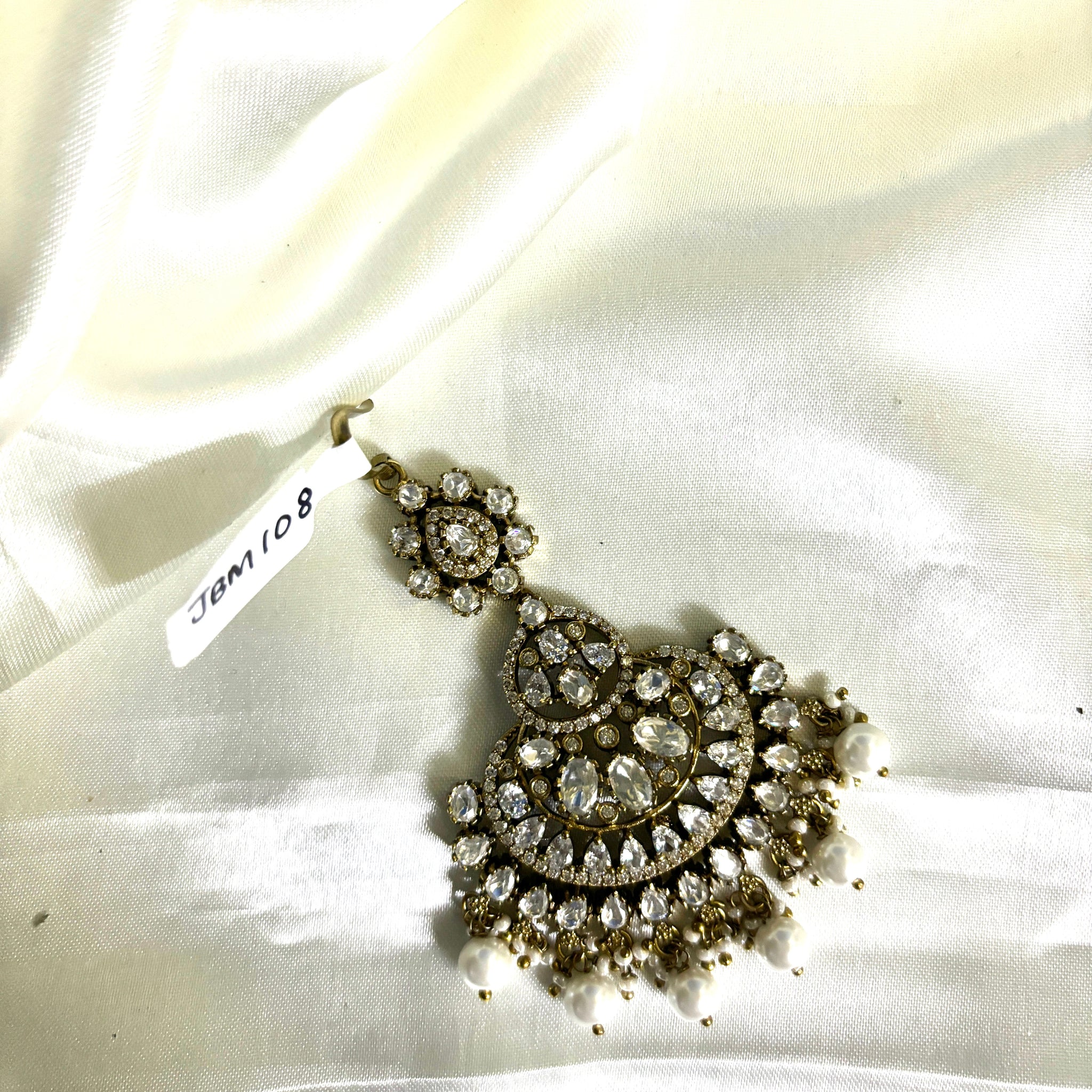 Bridal Royal White Pearl Victorian Maangtikka - Jewels by Meena