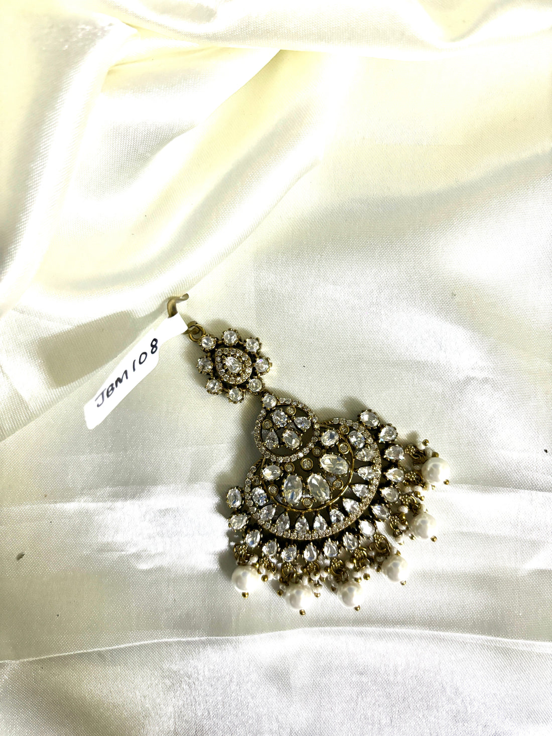 Bridal Royal White Pearl Victorian Maangtikka - Jewels by Meena