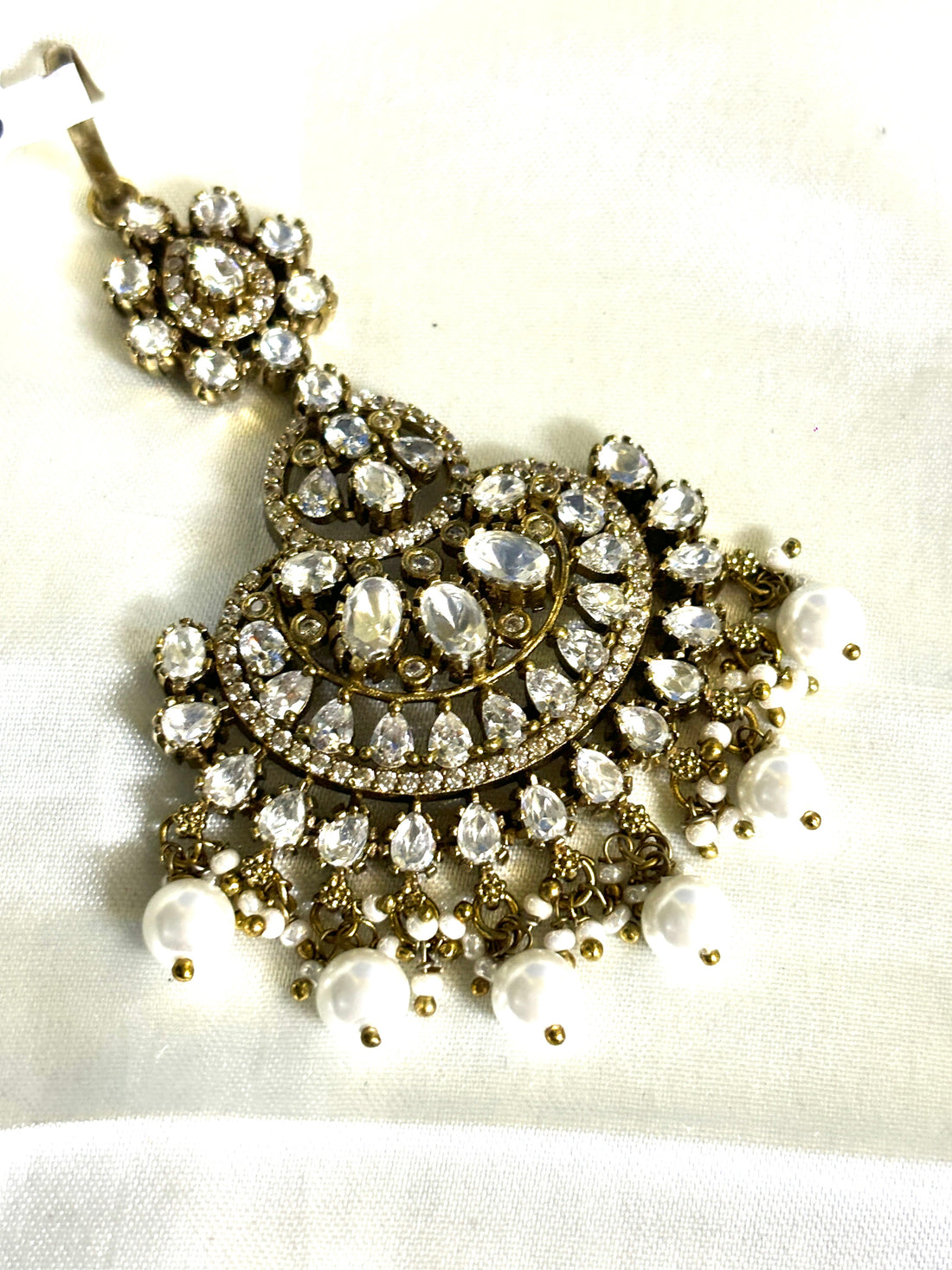 Bridal Royal White Pearl Victorian Maangtikka - Jewels by Meena