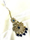 AD Victorian Navy Blue Maangtikka - Jewels by Meena