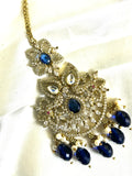 AD Victorian Navy Blue Maangtikka - Jewels by Meena