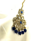 AD Victorian Navy Blue Maangtikka - Jewels by Meena