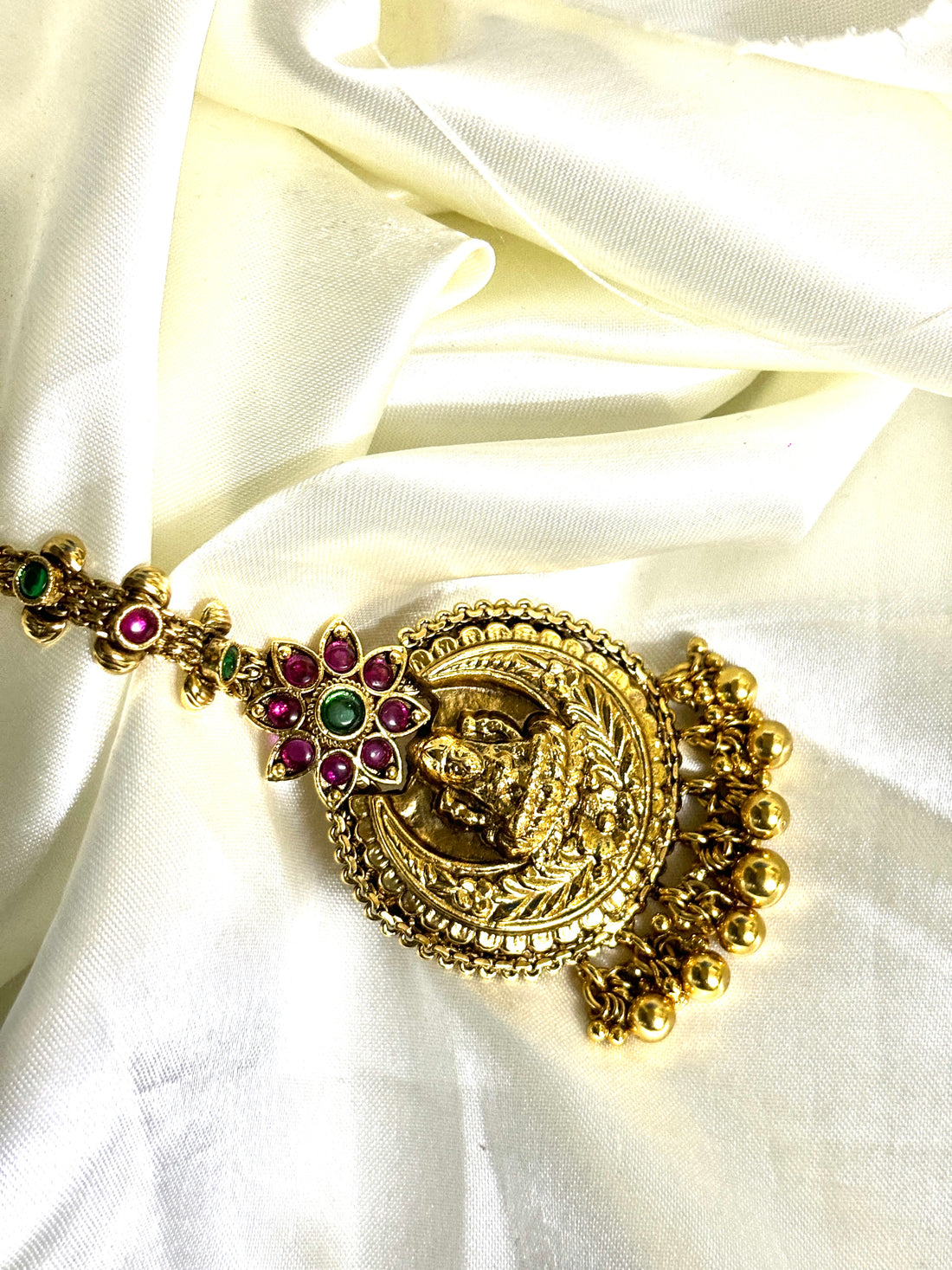 Temple Antique Golden Maangtikka - Jewels by Meena