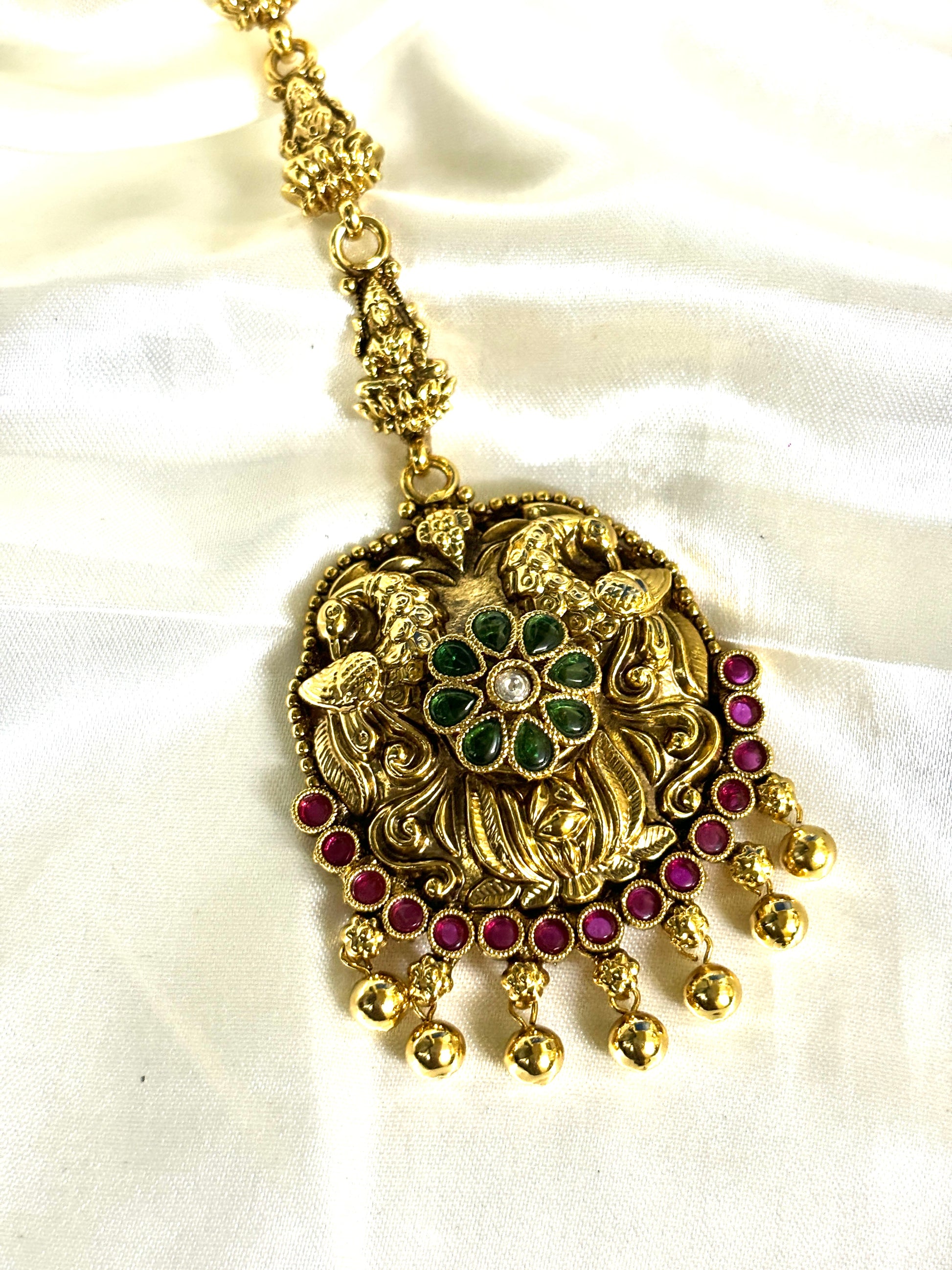 Peacock Lakshmi Kemp Bridal Maangtikka - Jewels by Meena