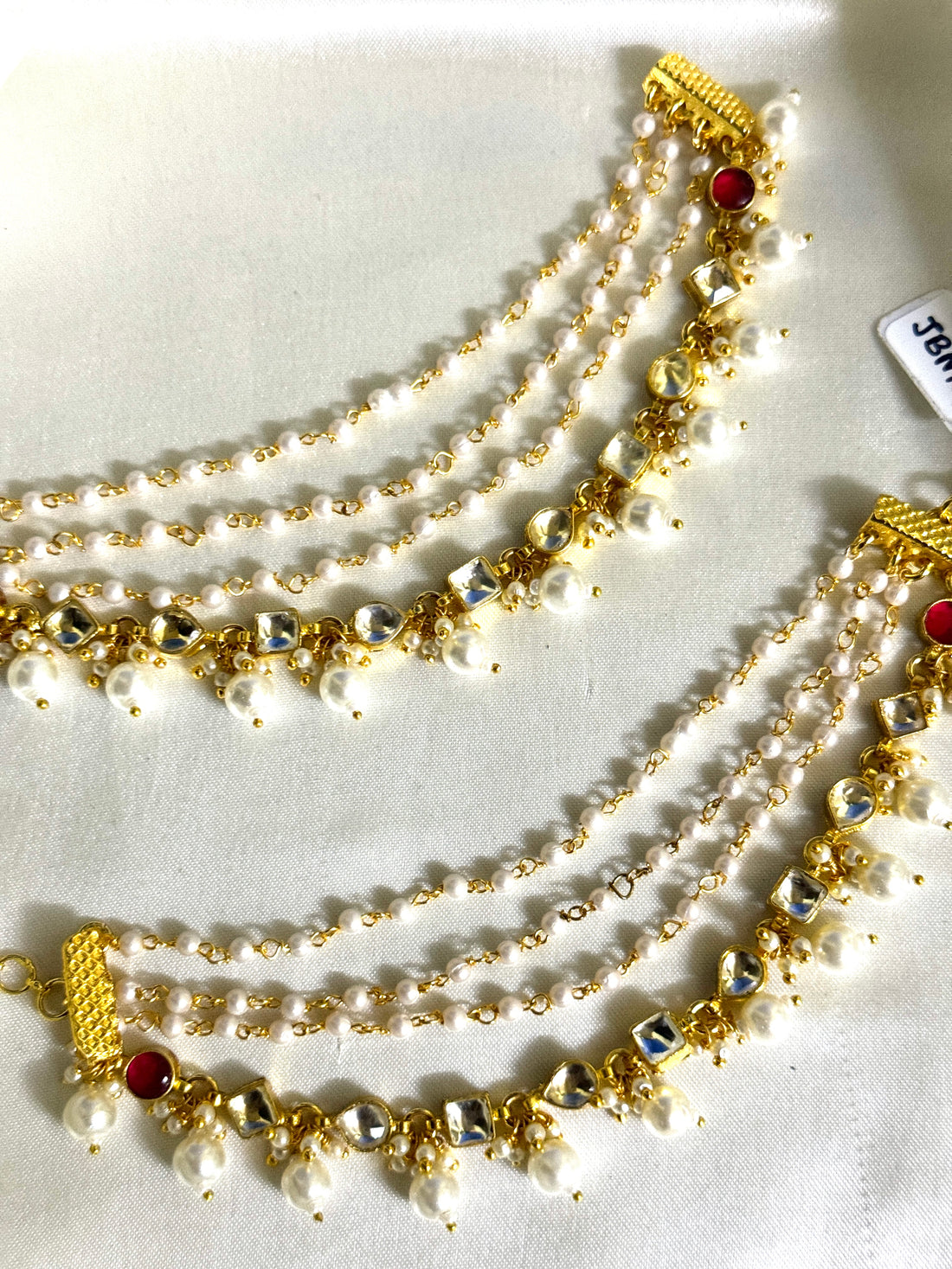 4 Layer Pachi Kundan Earchain Mattal