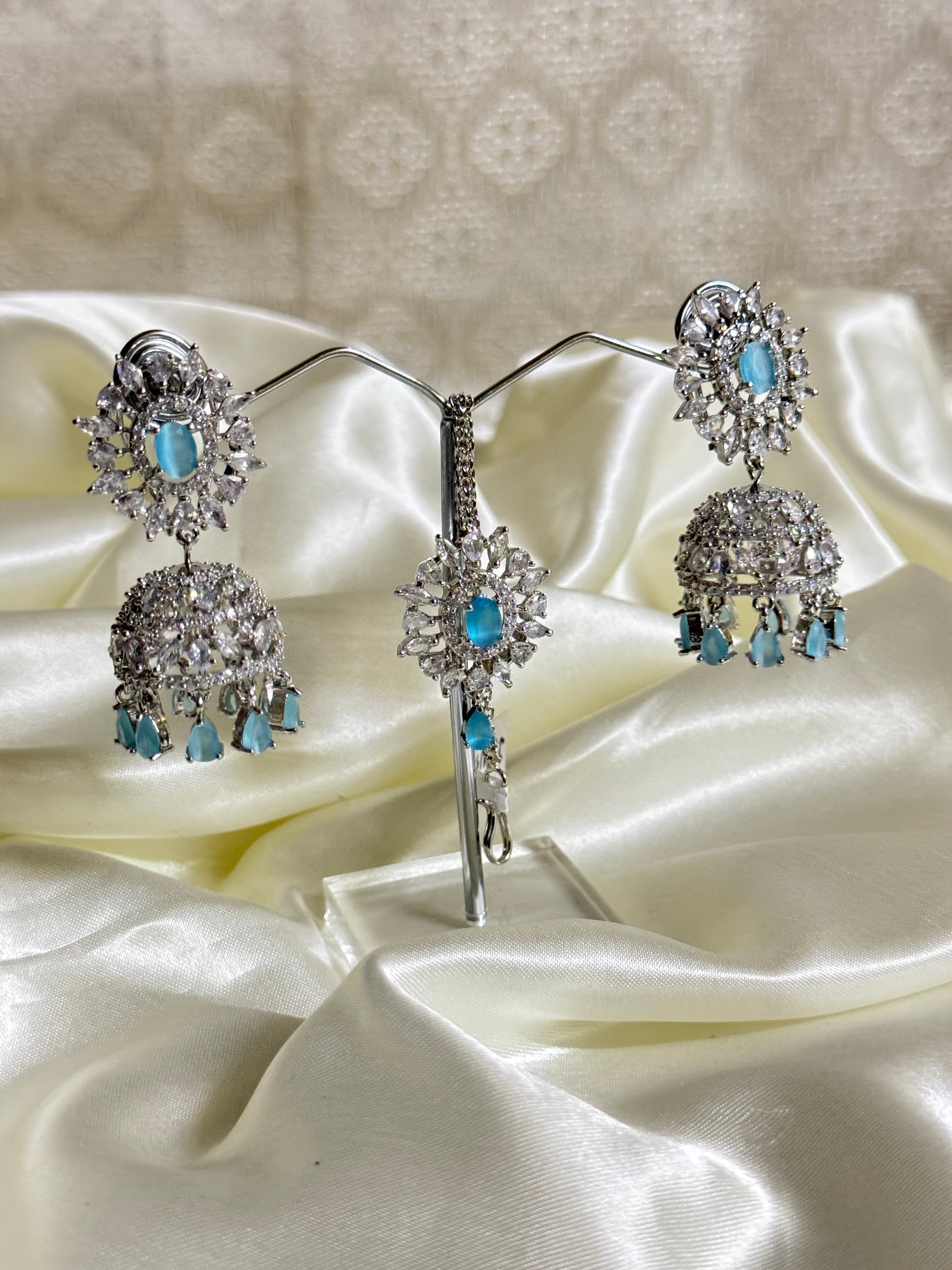 AD Sky Blue Earing Maangtikka Combo