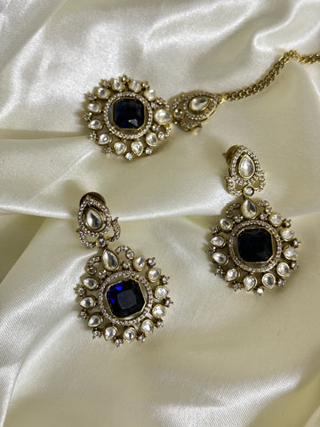 Blue Victorian Earing Tikka Combo